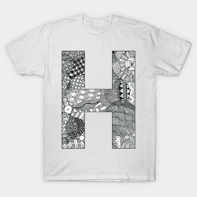 Zentangle H T-Shirt by ally1021